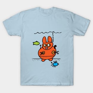 BUNNY SUBMARINE ILLUSTRATION - SUBMERSIBLE VEHICLE FROM MY BOOK 'THE EASTER BUNNY'S UNDERSEA ADVENTURE!' T-Shirt